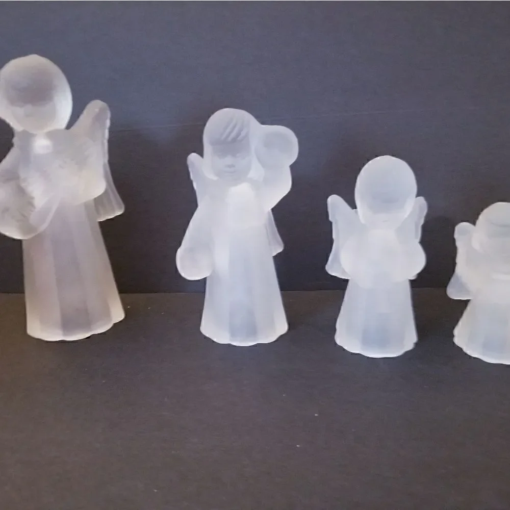 Vintage Bloomingdale's frosted crystal angel candleholders